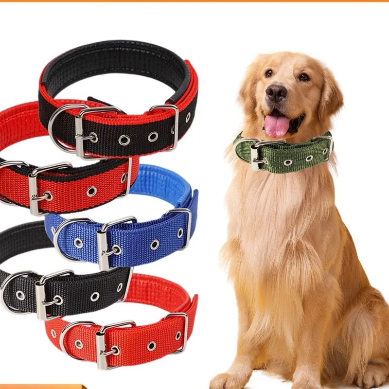 Dog Collars，Nylon，Adjustable Dog Neck Circle，Long-lasting Pet Neck Strap，with Traction Ring，Teddy Keji Pitbull，Pet Supplies