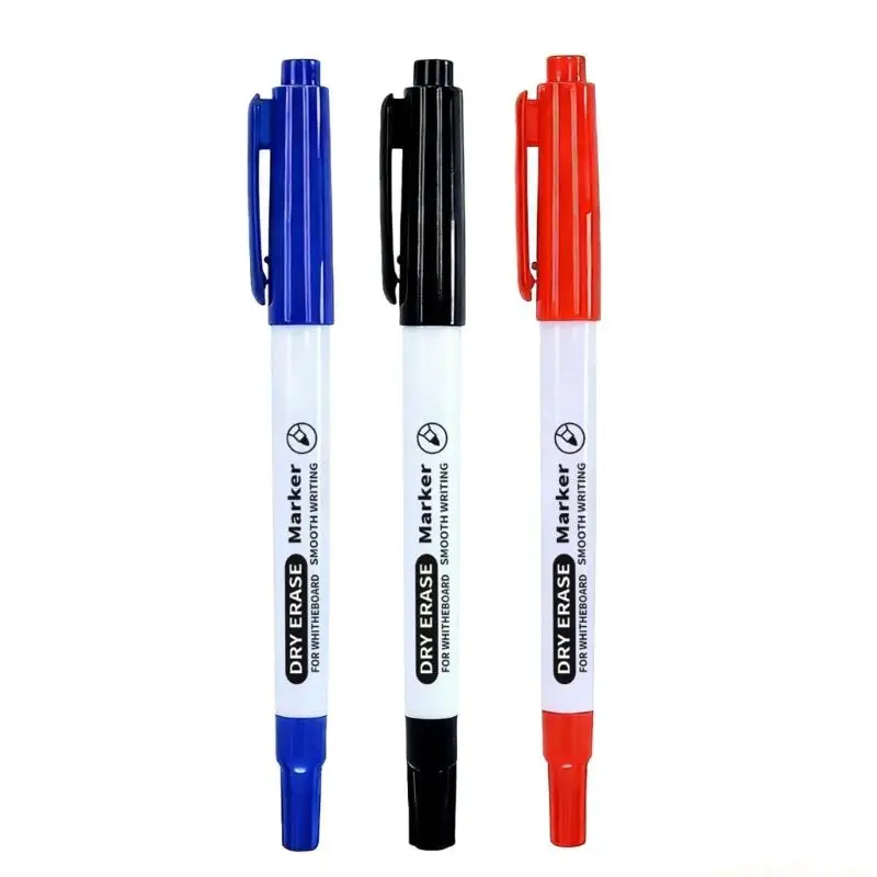 

3Pcs Double Ended Erasable Whiteboard Marker Quick Drying Water Based Inks