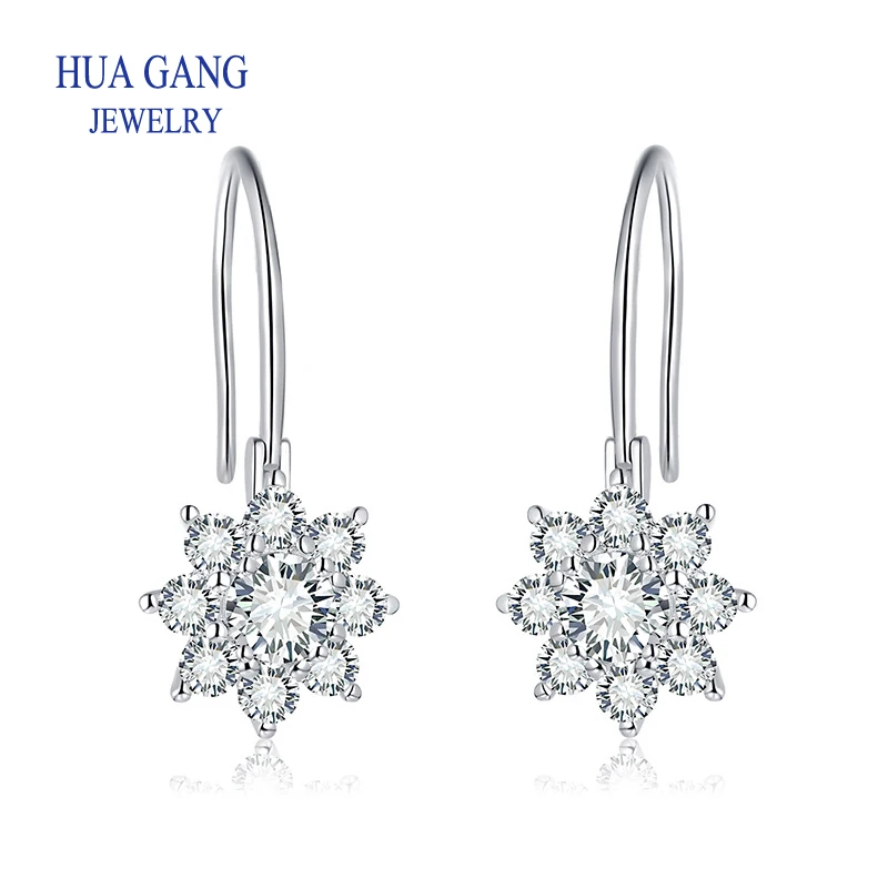 

Wholesale shining 925 Sterling Silver Sunflower Studs Earrings 0.5ct D Moissanite latest exquisite small gift for women