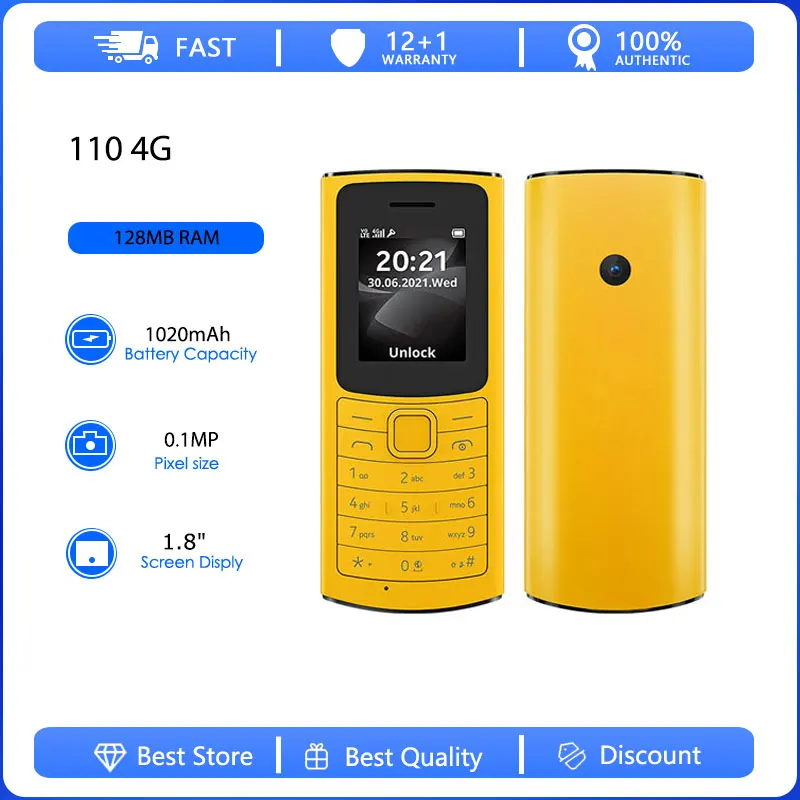 Оригинальная восстановленная 110 4G Dual Sim разблокированная GSM 900/1800 мобильный телефон русская арабская иврит клавиатура сделано в Финляндии