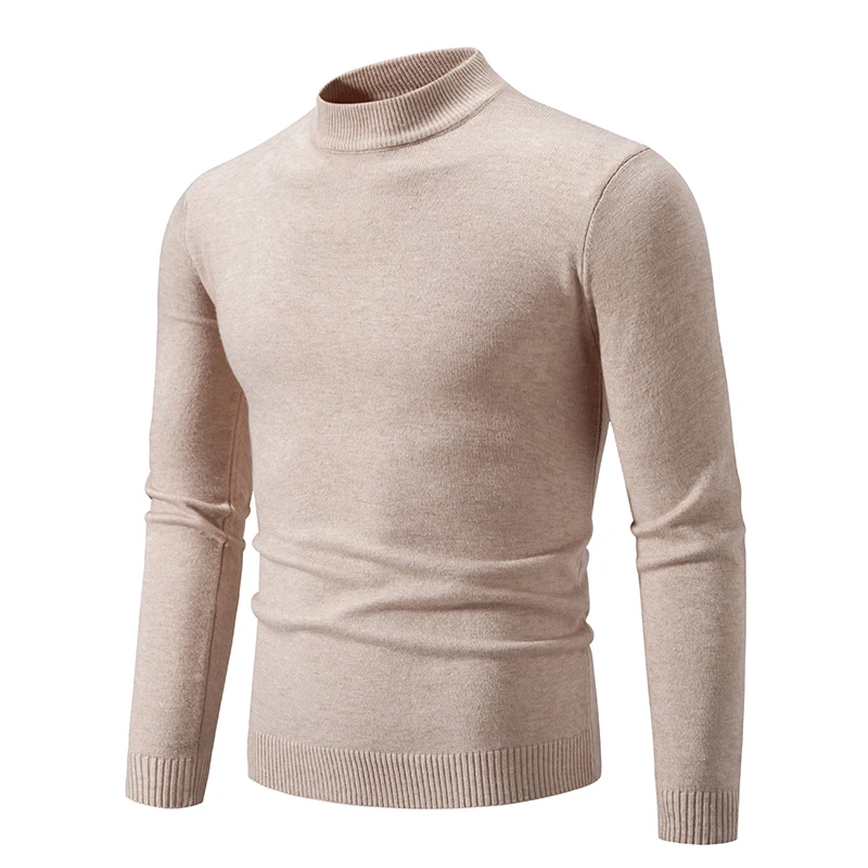 Spring Men's Casual Sweater Fashion Basic Solid Mock Neck Slim Fit Jumpers Autumn Knitted Comfortable Sweaters Pullovers Women