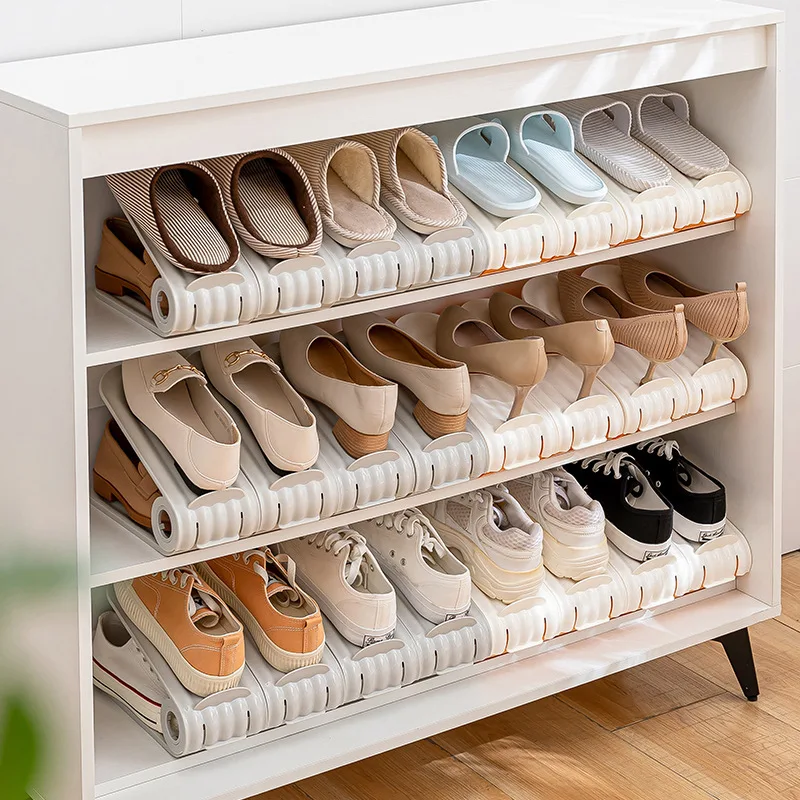 White Shoe Rack Cabinets Shoe Storage Integrated Double Shelf Space Savers Organizer Plastic Adjustable Shoes Warderobe Bedroom