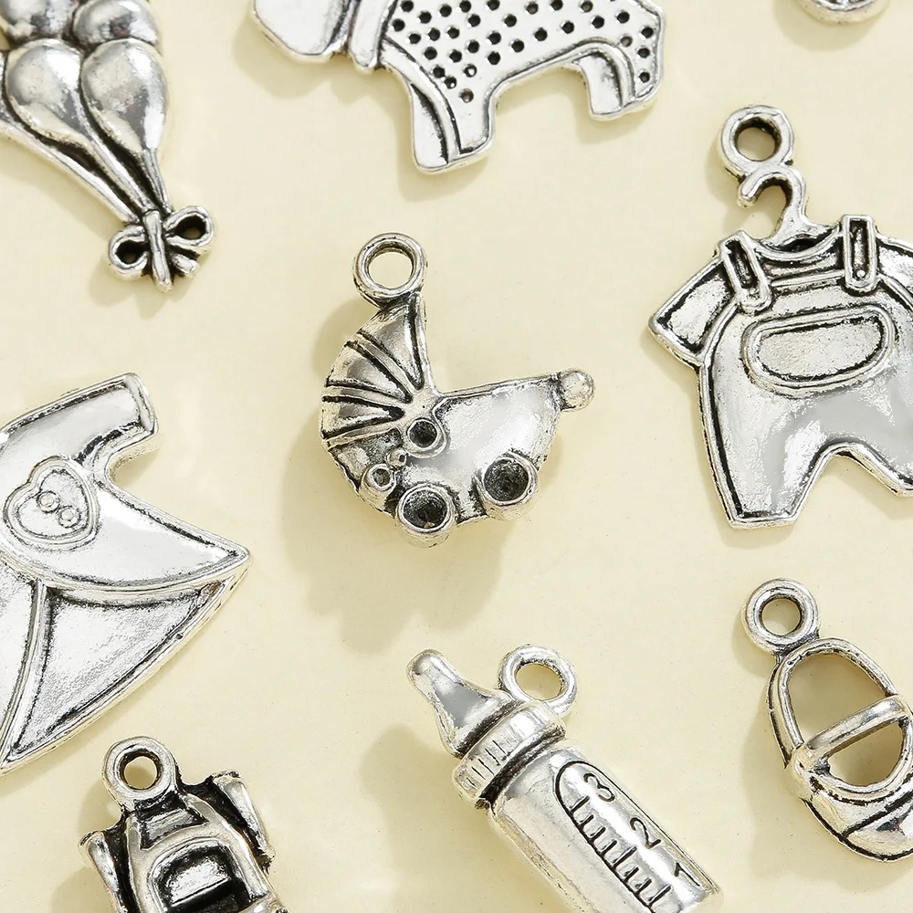 DIY ancient silver alloy daily necessities series, clothes, baby stroller pattern pendants, ornaments and small pendants