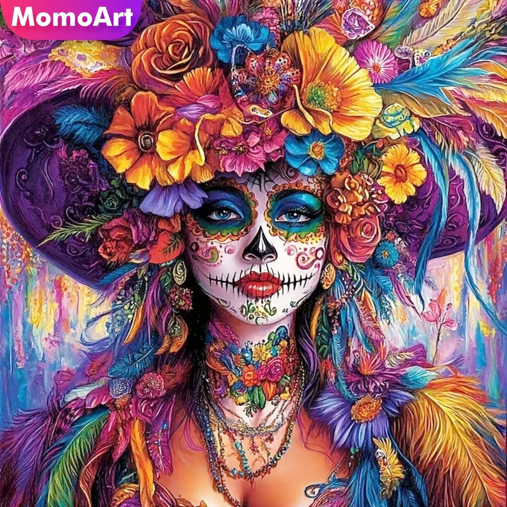 Momoart New Arrival Diamond Painting Woman Portrait DIY Acrylic Craft Supplies Diamond Mosaic Clown Flower Home Decoration