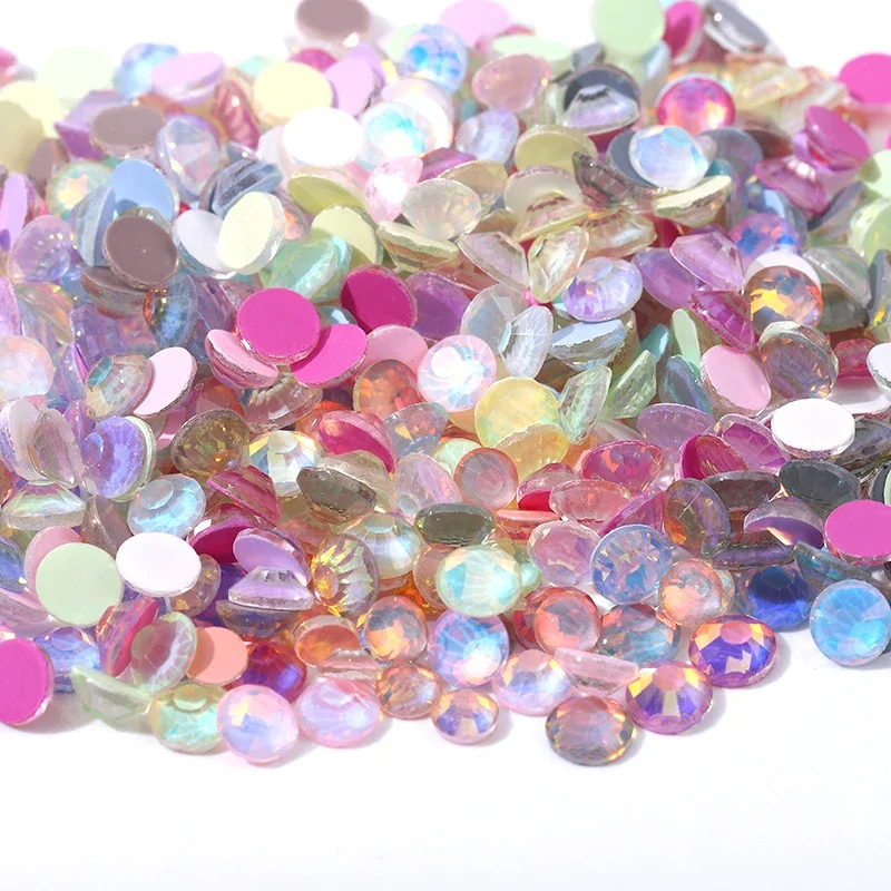 1440 Piezas SS6-20 Cristales de Vidrio Luminosos de Colores Mezclados, Opal Blanco Mocca, Decoraciones para Uñas, Cristales Planos sin Fijación en Caliente