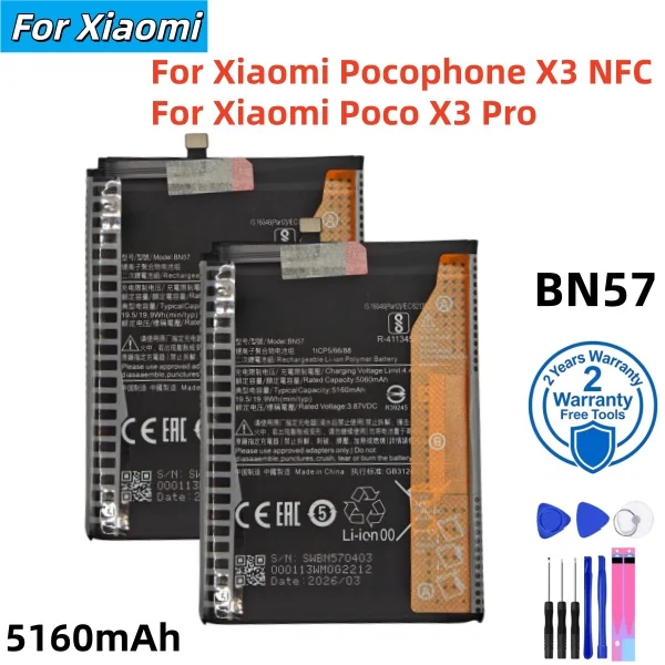 100% Original High Quality For Xiaomi BN61 BN57 6000mAh For Xiaomi Pocophone X3 NFC Poco X3 Pro Replacement Batteries+Tools