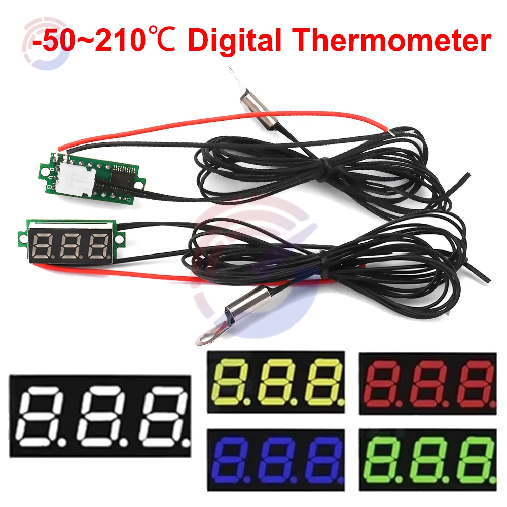 

0.28 Inch Temperature Digital Thermometer NTC Waterproof Probe -50~210 ℃/-58~410 ℉ Digital High Precision Thermometer DC4~28V
