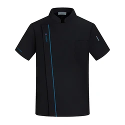 Kitchen Shirt Stretch and Lightweight Restaurant Work Coat Chef Uniform Short Sleeve Costume Food Service High Quality Clothes