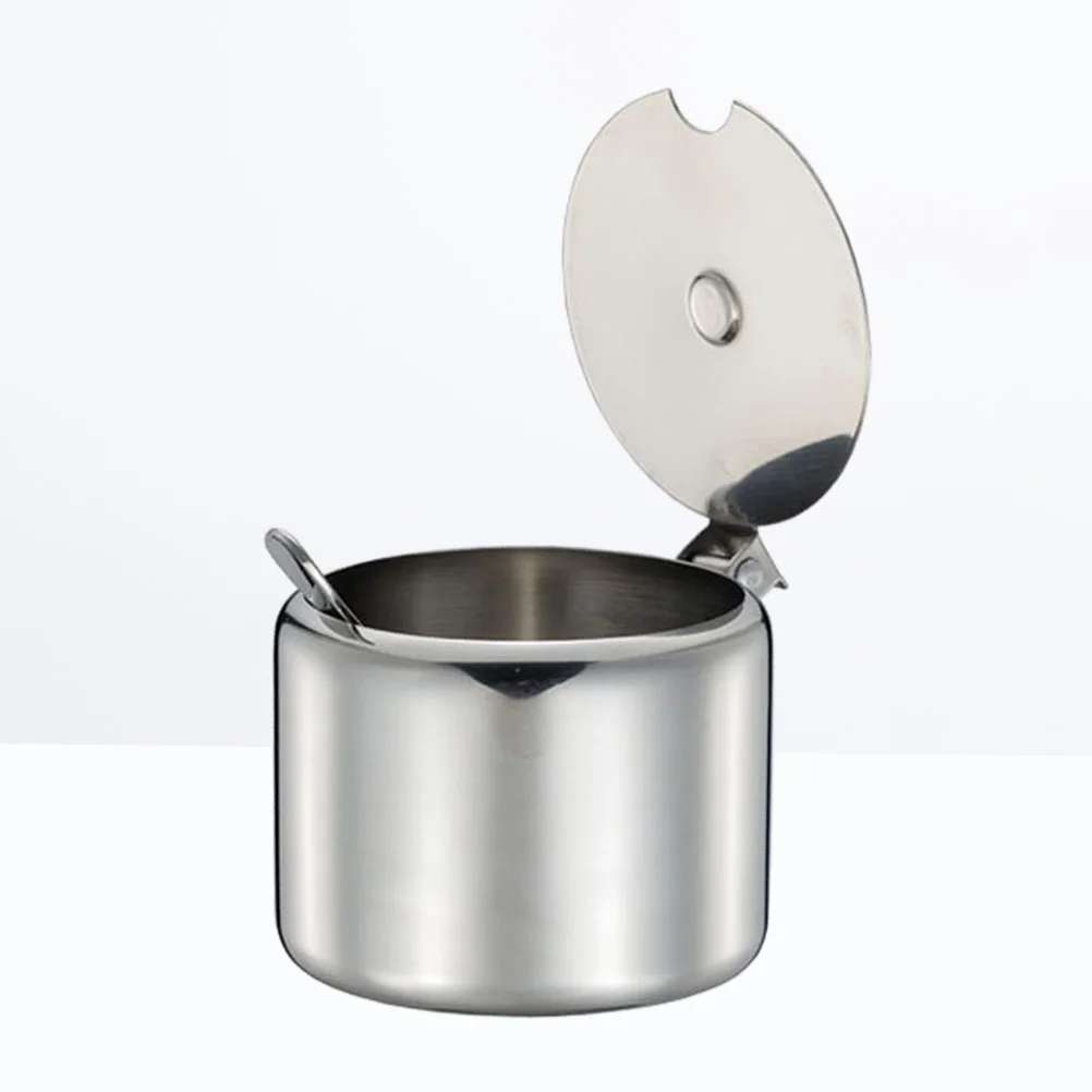 

Stainless Steel Small Spice Container Spoon Multipurpose Food Storage Jar Salt Pepper Sugar Seasoning Canister