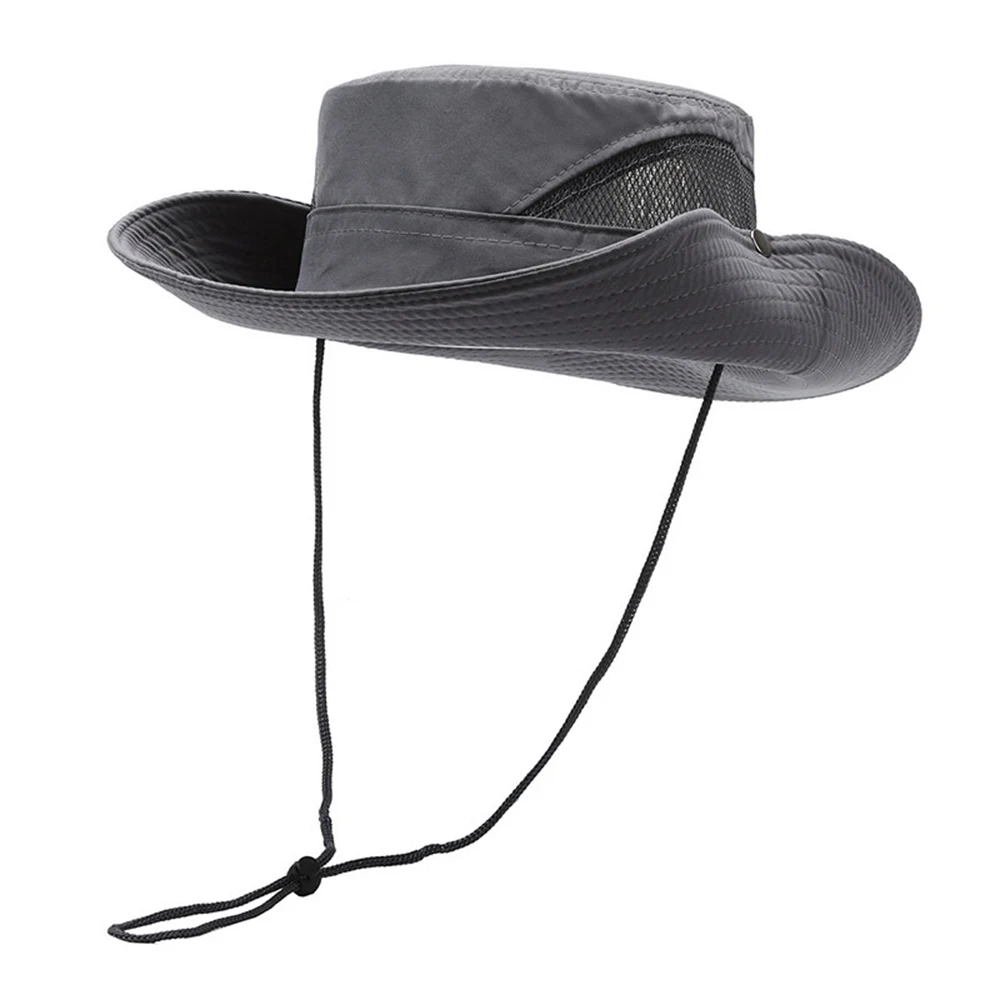 Summer Men Bucket Hat Outdoor UV Protection Wide Brim Panama Safari Hunting Hiking Casual Sun Cap Beach Sunscreen Fisherman Hat