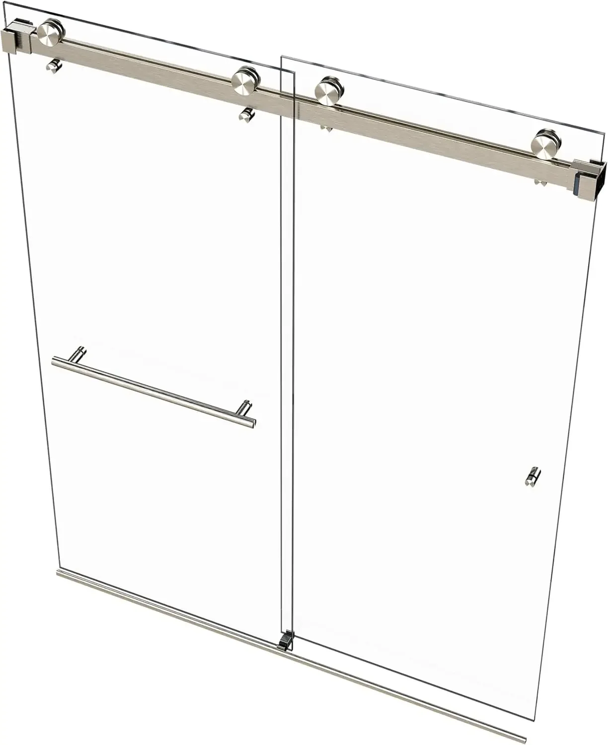 

VITRA-200 56.5-59" W x 78" H Twinglide Frameless Shower Door w/ 3/8" Clear Tempered Glass (Brushed Nickel)