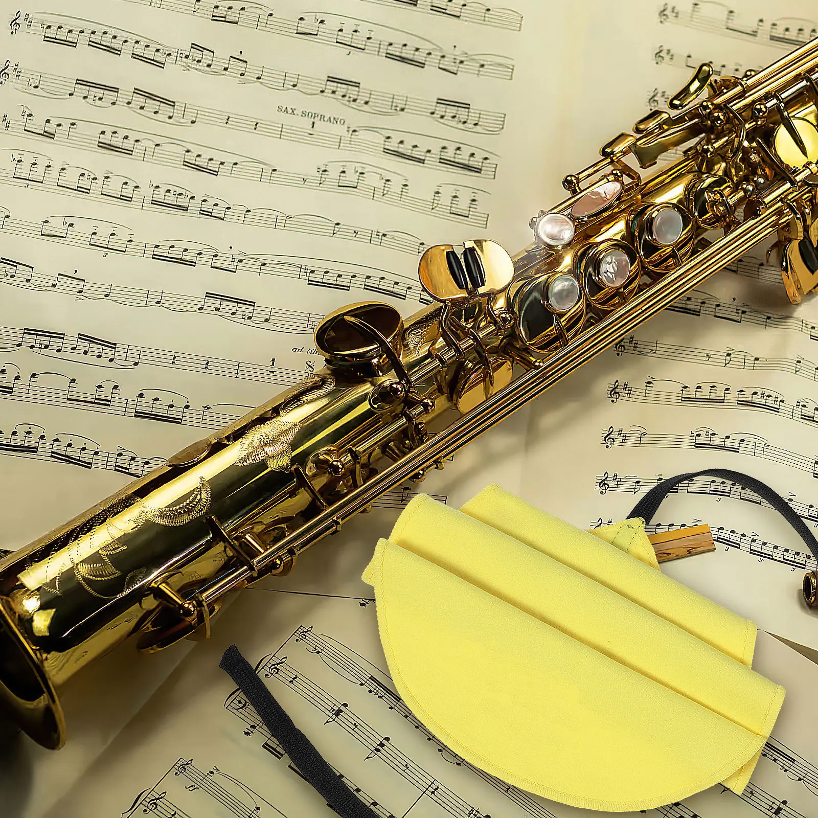 

2pcs Saxophone Cloth Set For Wind Instruments Inner Tube Lightweight Durable Soft Lint Free Portable Sax Cleaning Supply Flute