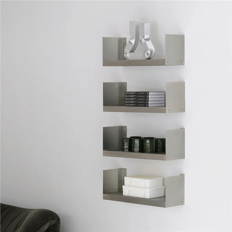 Living room laminate shelf household wall bookshelf stainless steel wall display rack creative background wall decorative rack