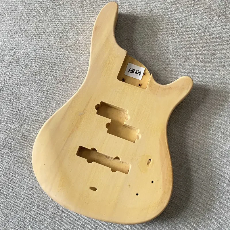 HB374 B-Stock PJB Bass Body Flawed Unfinished Solid Basswood Passive Pickups DIY Project for Repair And Customization