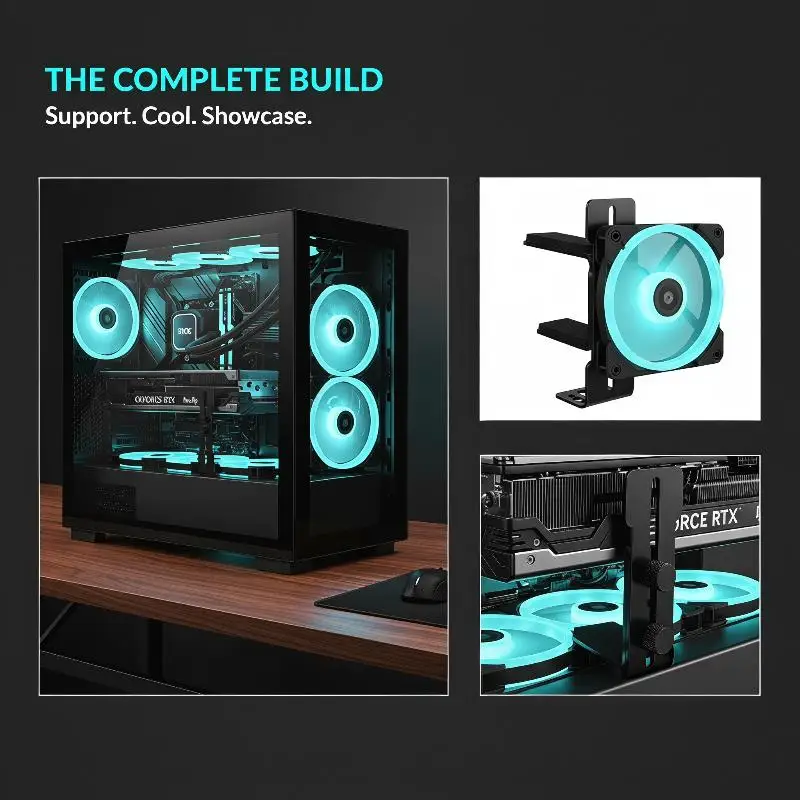 Adjustable GPU Holder Bracket 6-96mm Universal Anti-Sag Graphics Card Support for Desktop PC Chassis Fan Mount