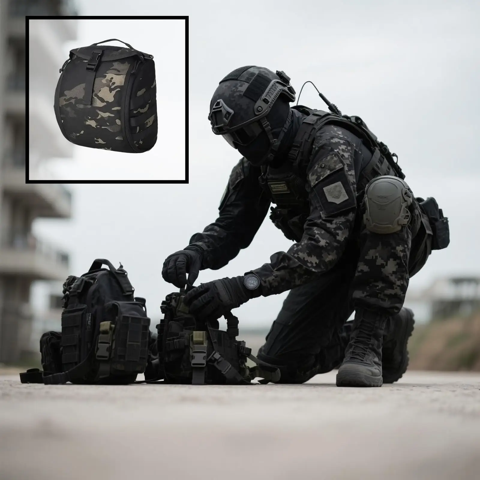 Tactical Helmet Bag Pack,Multi-Purpose Molle Storage Military Carrying Pouch for Sports Hunting Shooting Combat Helmets. image 6