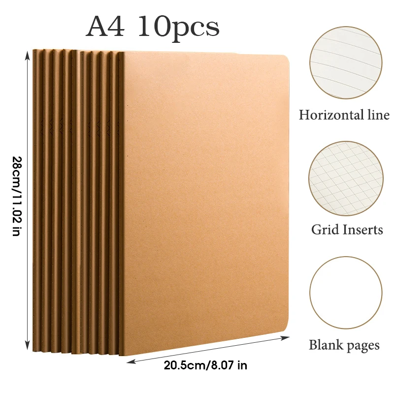 Variant: 10pcs A4 Kraft cover