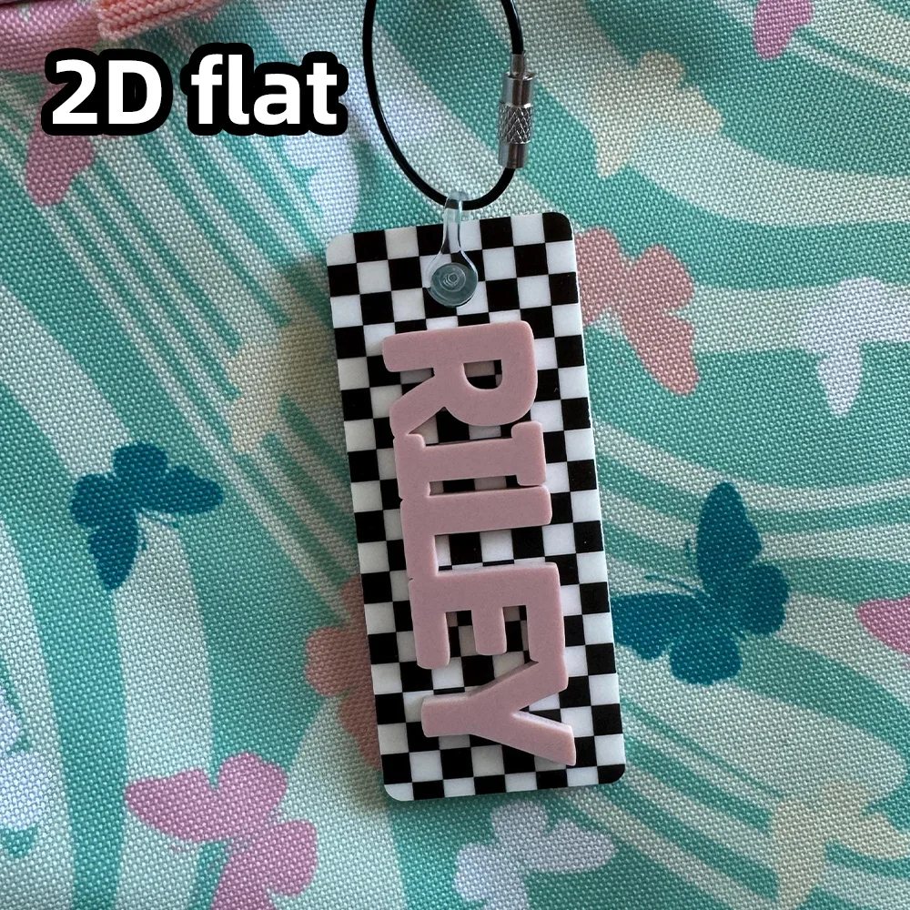 Custom Checkered Bag Tag Single Item, Personalized Bag Keychain, Diaper Bag Tag, Gym Bag Name Tag, Cheer Bag Accessory Gift