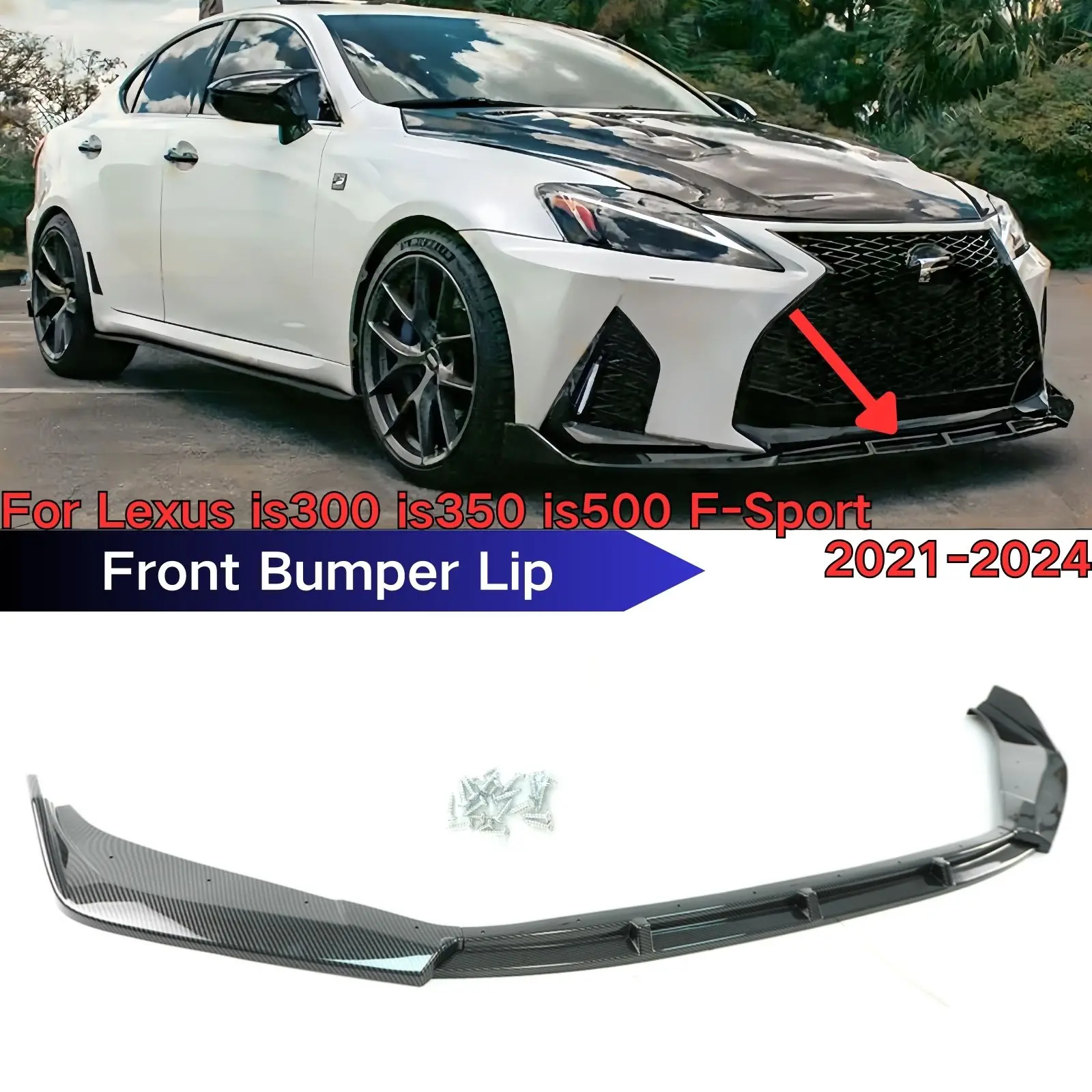 شفة المصد الأمامي لكزس Is300 Is350 Is500 F-Sport 2021-2024 سبويلر الفاصل CTM تصميم لامع أسود اكسسوارات السيارات طقم الجسم