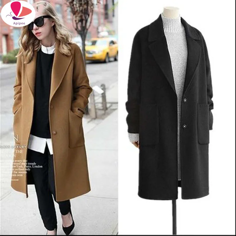 

Women Woolen Coats Female Winter Jackets Elegant Wool Blends Coat Ladies Purple Windbreaker Outwear 2024 New