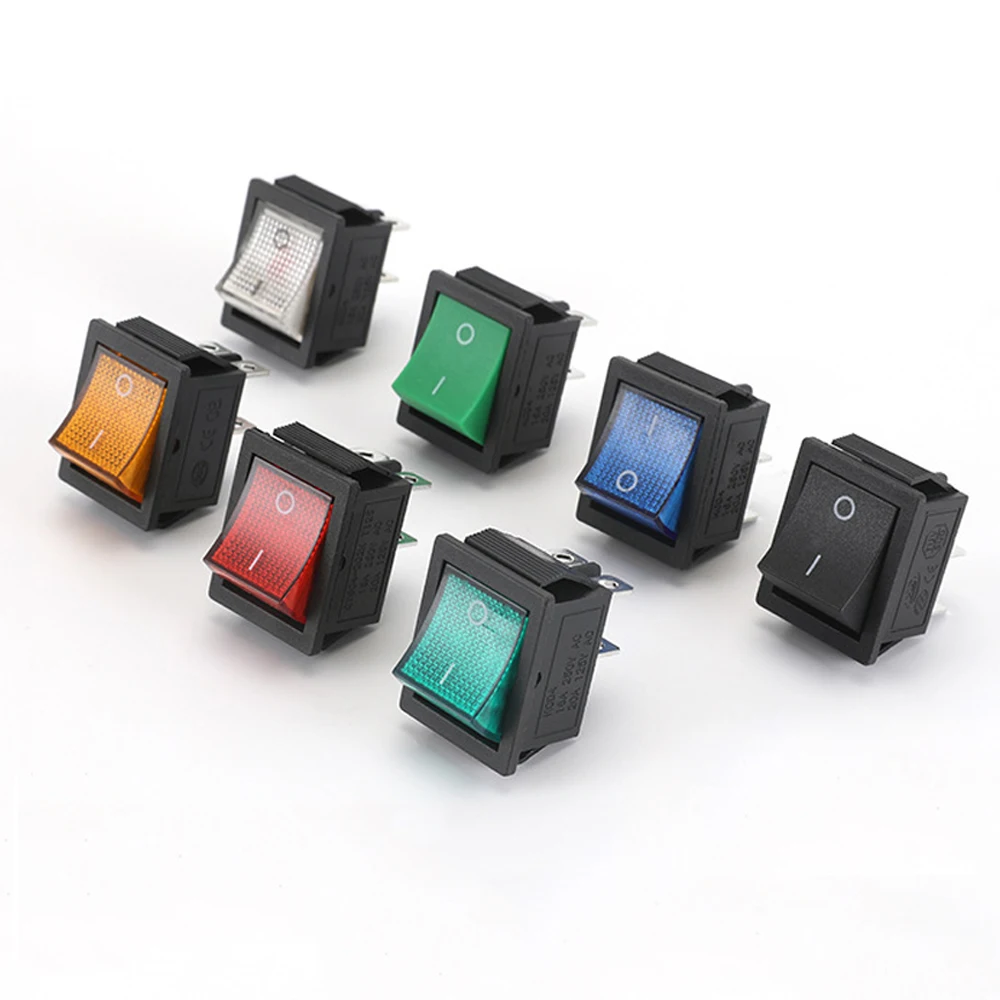 ABILKEEN KCD2 Series ON-OFF 2 Position Rocker Toggle Switch 25*32 Push Button Rocker Switch with 4/6Pin Terminal LED Illuminate