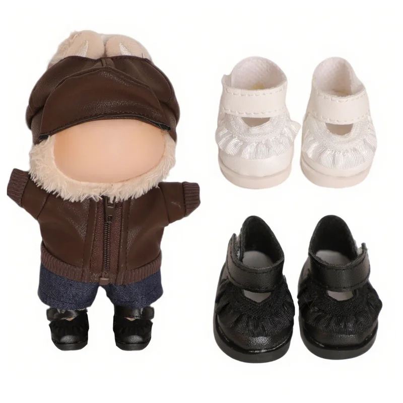 

Черно-белые модные туфли с рюшами, кукла для сидения, одежда для куклы, обувь для куклы, игрушки, аксессуары для косплея ручной работы, походные аниме