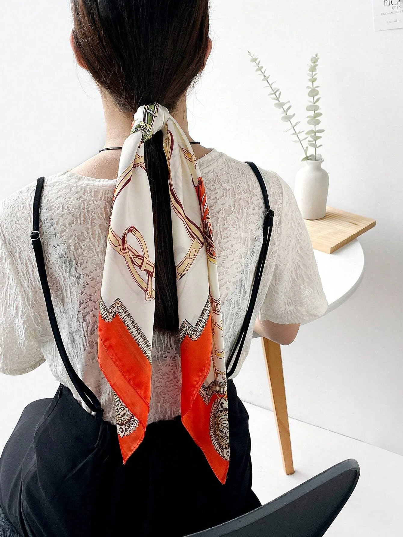 2024 Luxury Brand Print summer Neck Tie Shawl Silk Square Scarf Women 70cm Hair Hand Wrist Headkercheif Hijab Bandana