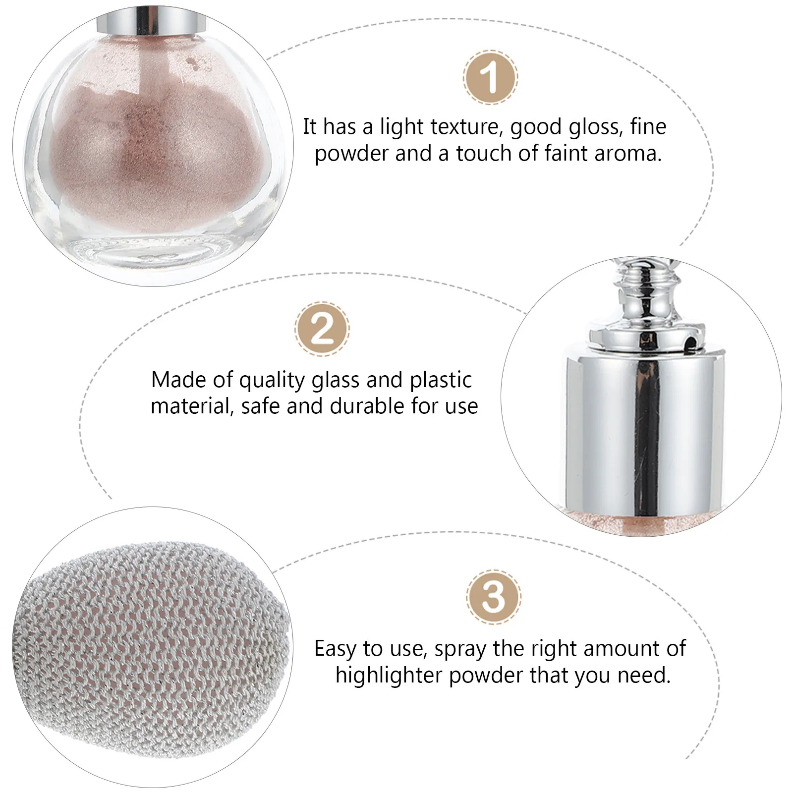 Highlighter Powder Sprayer Compact Glass Plastic Body Hair Makeup Glitter Glitter Powder Spraying Tool Party Wedding Celebration