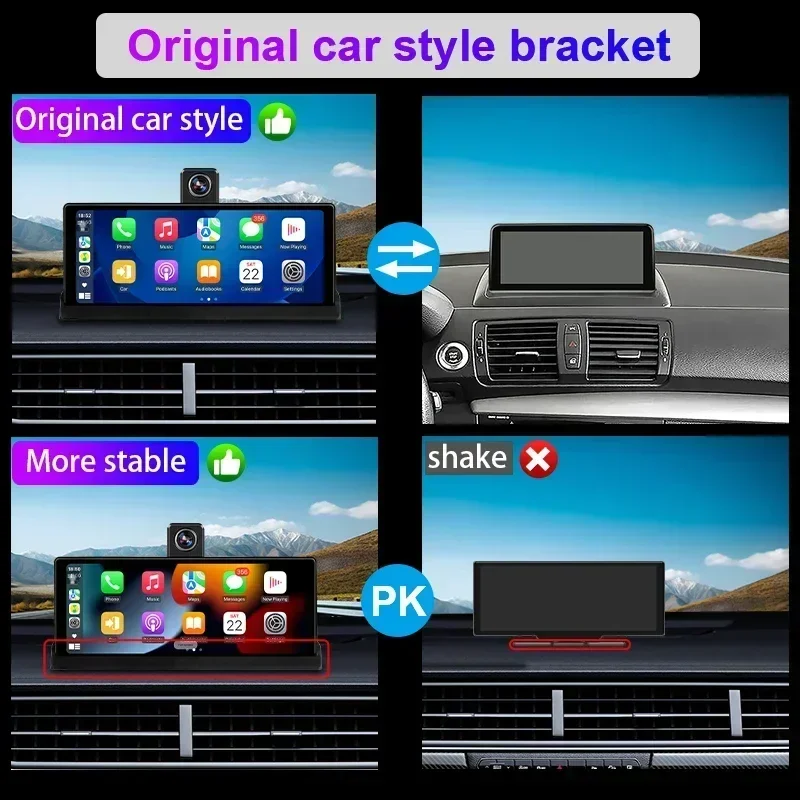 JMCQ-Caméra de tableau de bord intelligente pour voiture, CarPlay sans fil, Android Auto, AUX, FM, Bluetooth, WiFi, écran 10.26 \