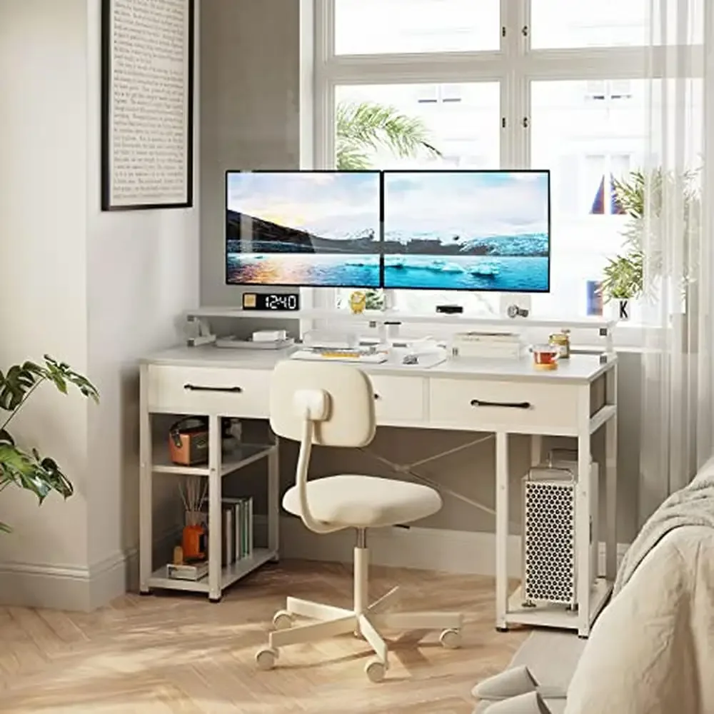 Computer Desk with Drawers and Monitor Stand 48