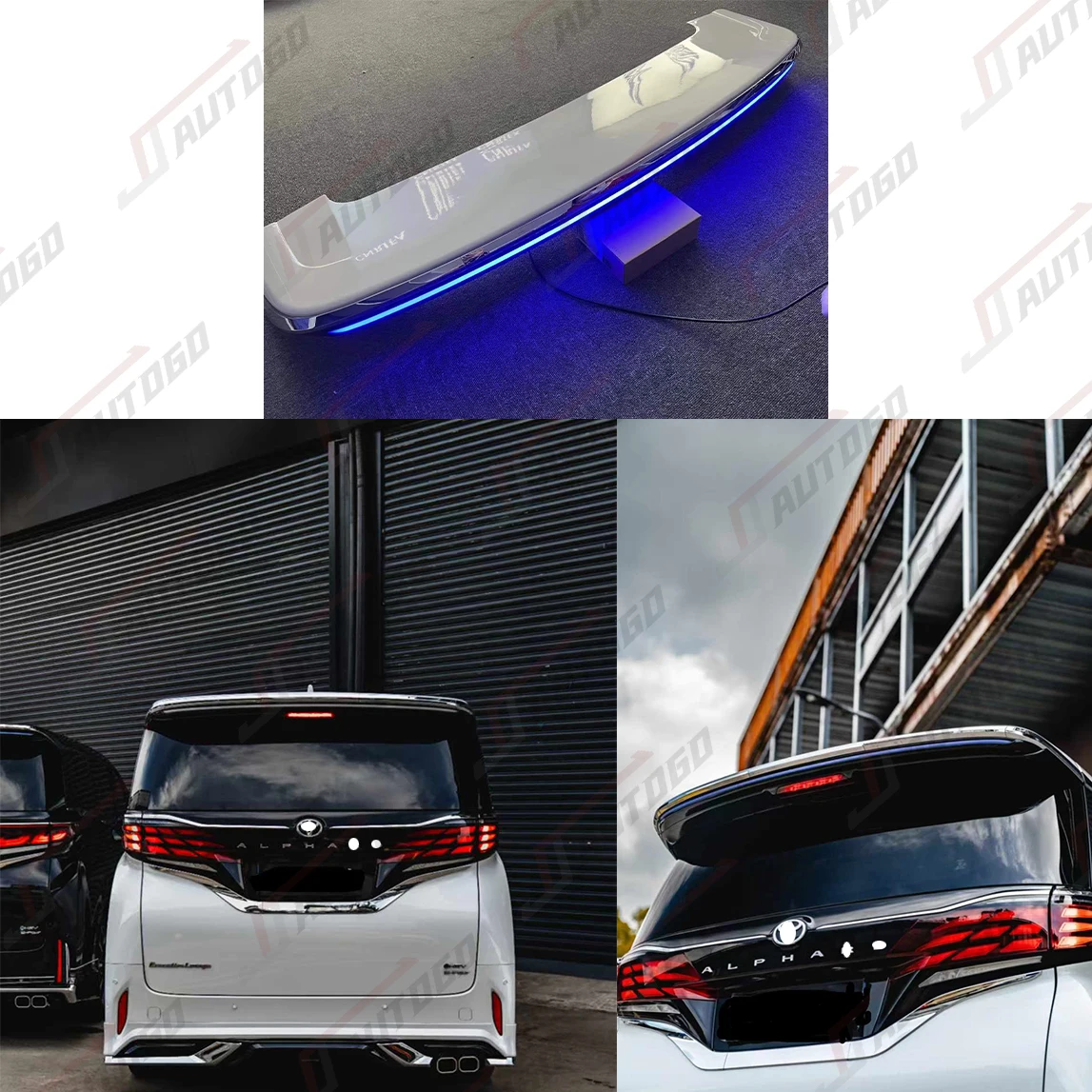 Newest 40 Series Modellista Style Roof Light Shining Spoiler Style for Toyota Alphard Vellfire Anh40 2024 2025 Black White