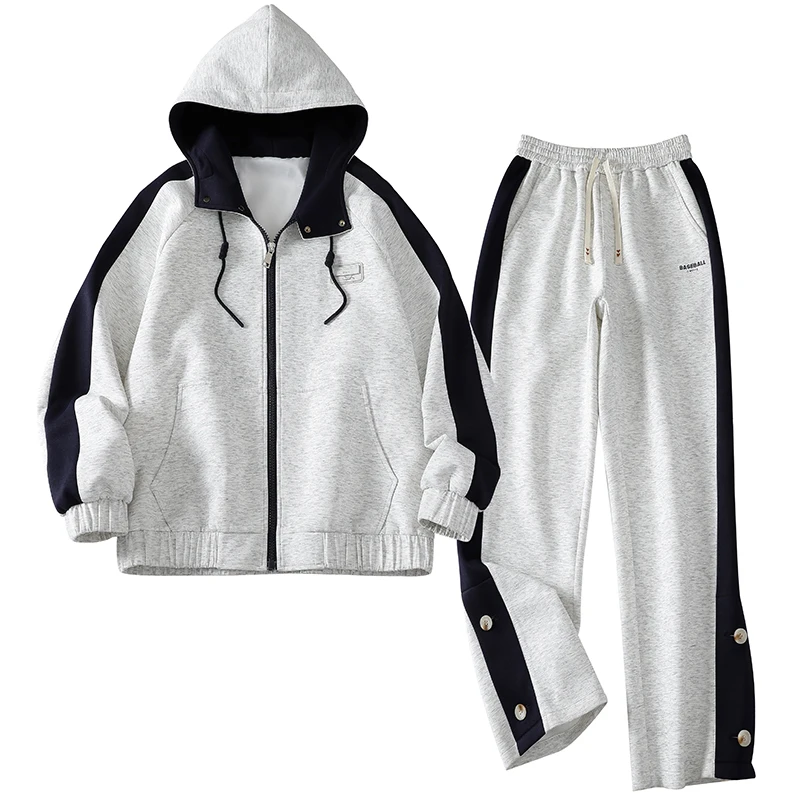 Casual Two Piece Men\'s Sets 2026 Spring Autumn Cotton Hooded Jacket & Full-Length Pant Tracksuit Sportswear Coat&Jogger Clothing