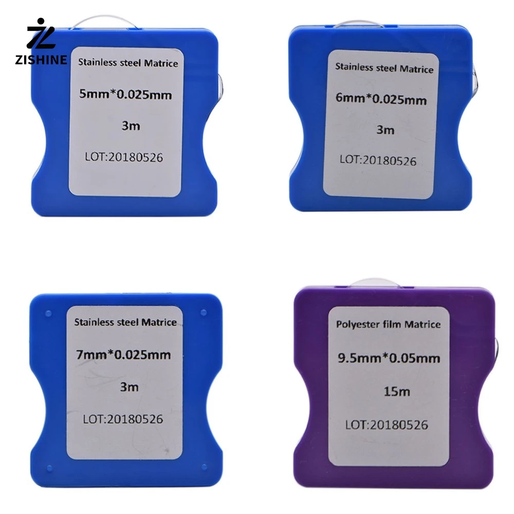 

4 PC Dental filling material dental stainlesssteel resin film restration light curing resin transparent matrix strip 5/6/7/9.5mm