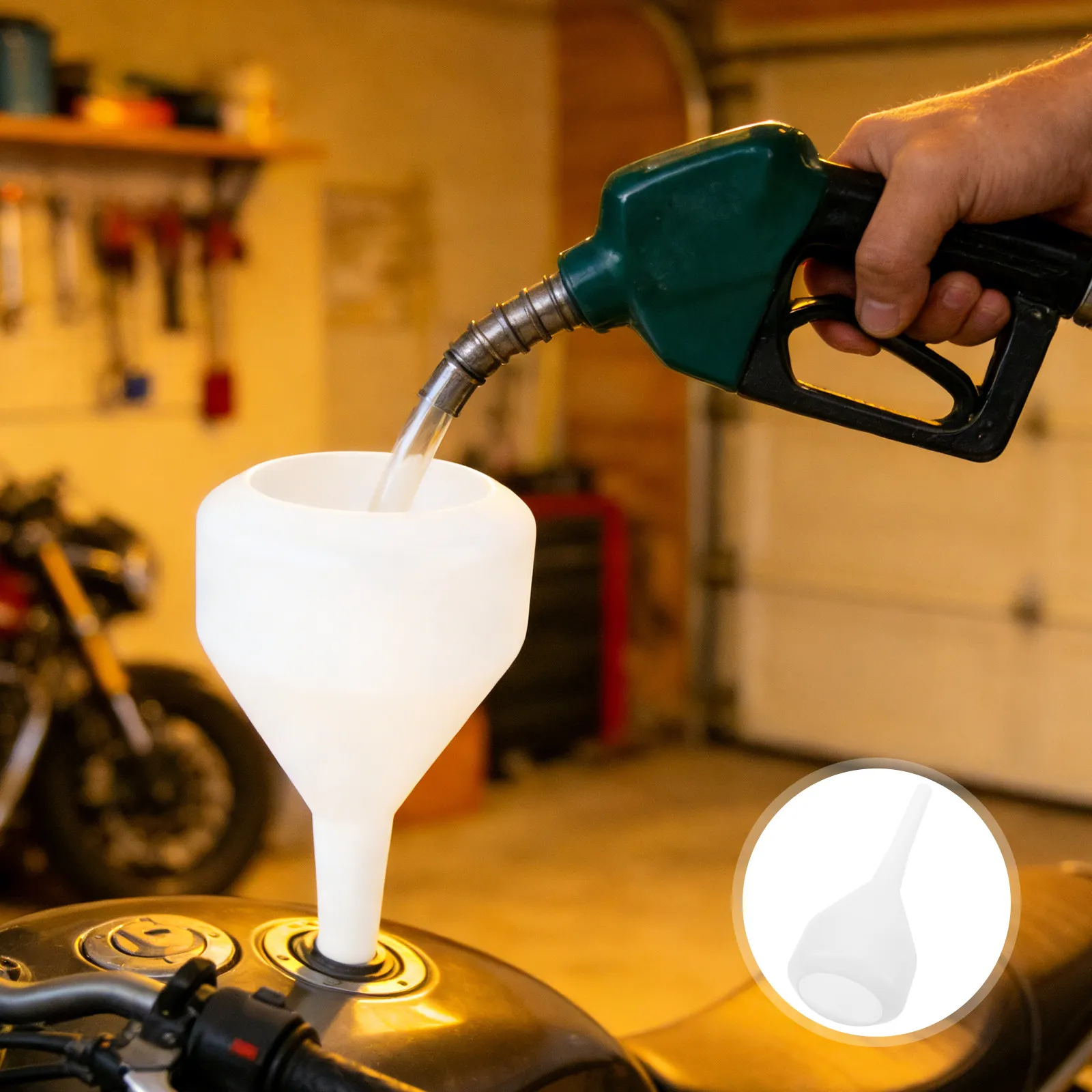 Plastic Fuel Funnel Wide Mouth 7Cm Universal Automotive Diesel Engine Oil Transfer Long Neck Spill-Proof