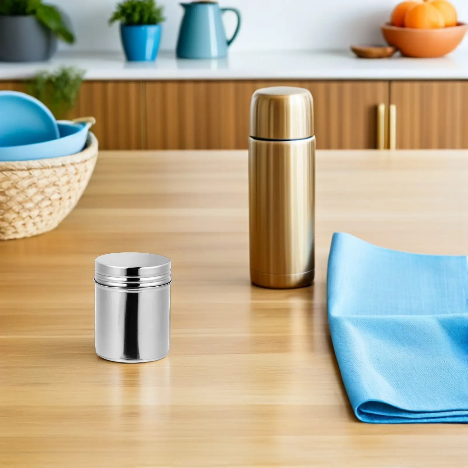 2Pcs Stainless Steel Canisters Airtight Food Storage Containers Portable Travel Tea Coffee Spice Jars Snack Camping Kitchen