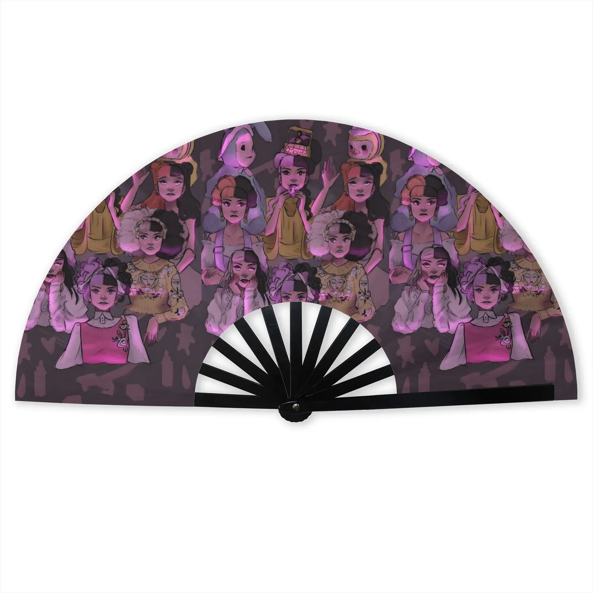 Customized Martinez Melanie  Portable Pocket Fan Camping  Polyester Folding Fan Chinese Dance Handheld Cooling Fans