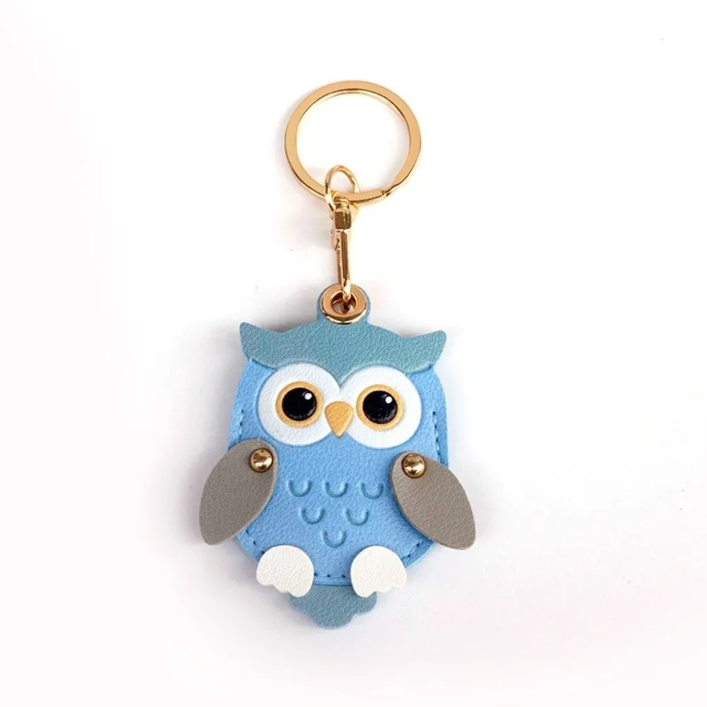 Cartoon Owl Charm Cartoon Owl Keychain Faux Leather PU Leather Card Holder Keychain 2 in 1 Holder High Quality view 3