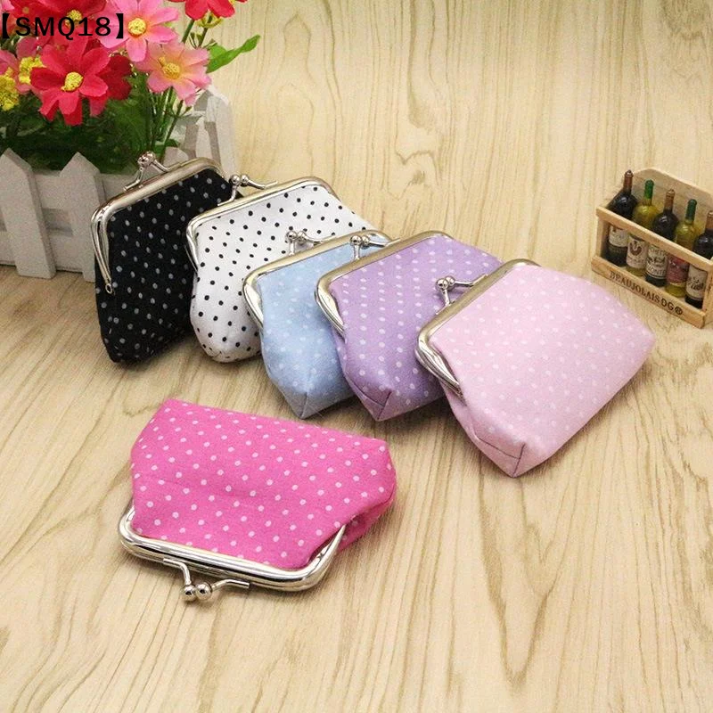 Pocket Coin Wallet Women's Polka Dot Coin Purse Mini Lightweight Kiss Lock Pouch Pocket-sized Small Item Holder For Coins【SMQ】