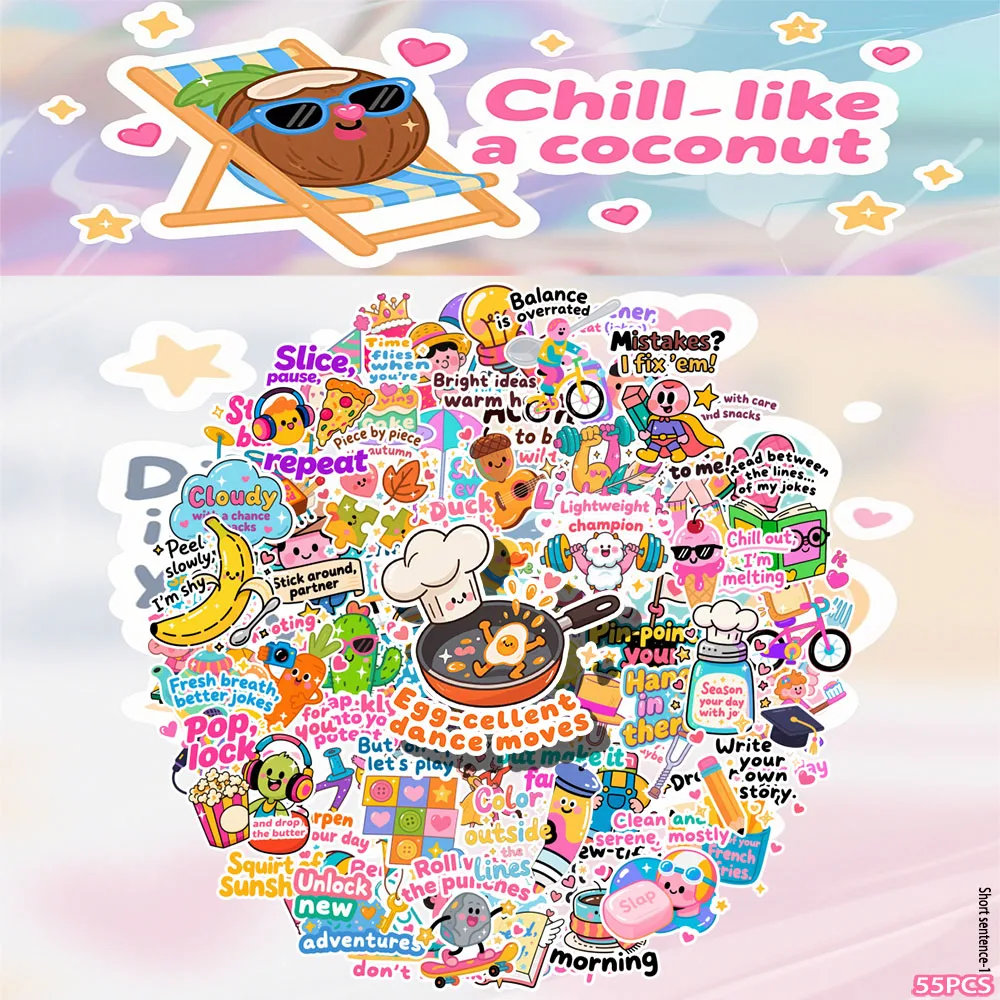 Colorful Positive Slogan Waterproof Stickers DIY Decals for Phone Case Laptop Water Bottle Scrapbook Journal Decor