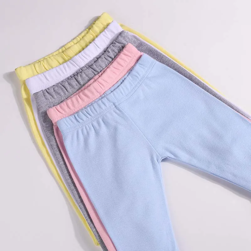 Newborn Baby Footed Pants 100% Cotton Elastic Waist Solid Color Spring Autumn Infant Footie Leggings 0-12 Months