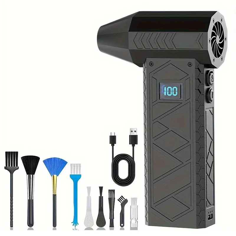 2025 Original 280000RPM Turbo Jet Fan Electric Air Duster Adjustable wind speed Turbo Violent Blower Rechargeable with Light