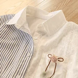Fall clothes 2026 women Japan harajuku fashion cotton striped patchwork shirts and blouses Aesthetic clothing woman tops