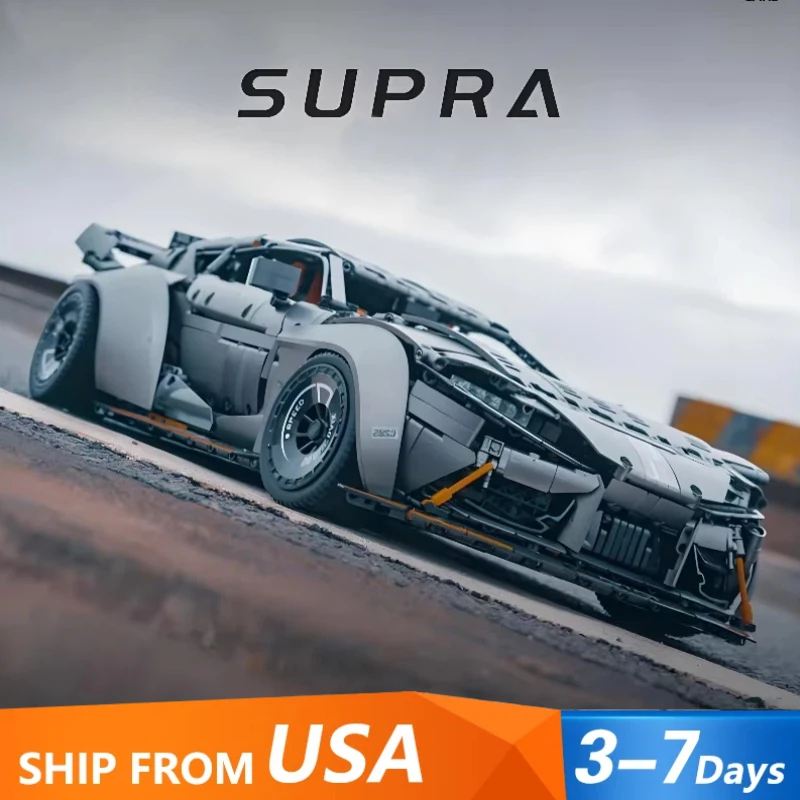 

MOC 1:8 Technical Bull Demon King Sportscar Building Blocks Electroplated Silver Ash Racing Car Model Toys Adults Collect Gift