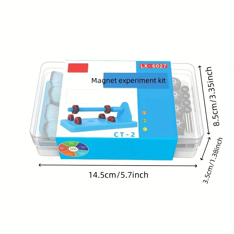 مجموعة أدوات مغناطيس علوم الفيزياء الكاملة للأطفال تجارب تعليمية جذعية مع بوصلة مغناطيسية على شكل حرف U مع حلقة شريطية