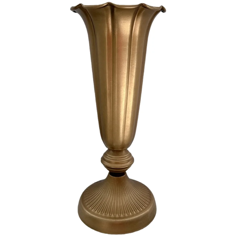Antique Silver Iron Vase with Flared Trumpet Design for Floral Arrangements in Living Room Bedroom Office or Wedding