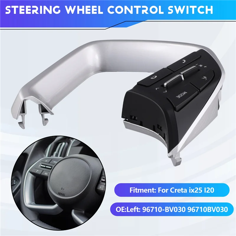 

Для Hyundai Creta Ix25 I20 левый боковой переключатель на руле, кнопка регулировки громкости телефона, номер детали 96710-BV030 96710BV030