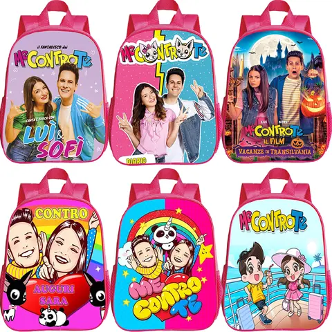 Çocuklar Pembe Sırt Çantası Me Contro Te Baskı Anaokulu Çantası Okul Çantaları Okul Öncesi Kızlar için Sevimli Sırt Çantası Yürümeye Başlayan Softback Kitap Çantaları