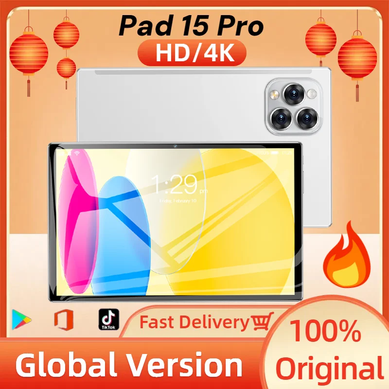 New Xaioml Pad 15 Pro Tablet HD 4K Visuals Android OS Dual SIM Dual Standby Wireless Bluetooth GPSWiFi Portable Tablets Popular