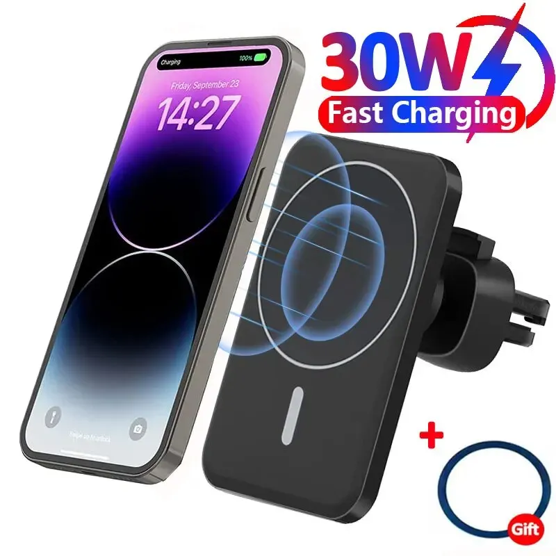 30W Magnetic Car Wireless Charger Stand Car Phone Holder Mount Fast Charging Station For iPhone 12 13 14 15 Pro Max Mini Macsafe