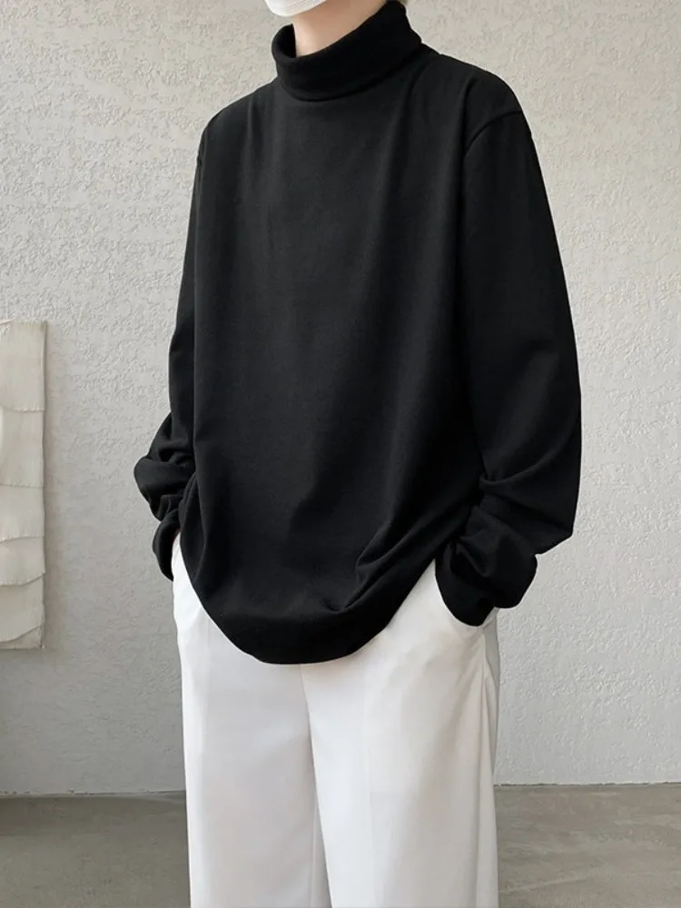 

Extra Large Size Men's High Collar Fce Lined Thi Long Sve T-irt Warm Base Layer irt for Autumn Winter Inner Wear